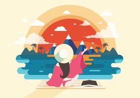 Beach Bum with Sunset View Vector