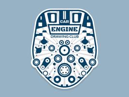 Beautiful Car Engine Drawing Vectors