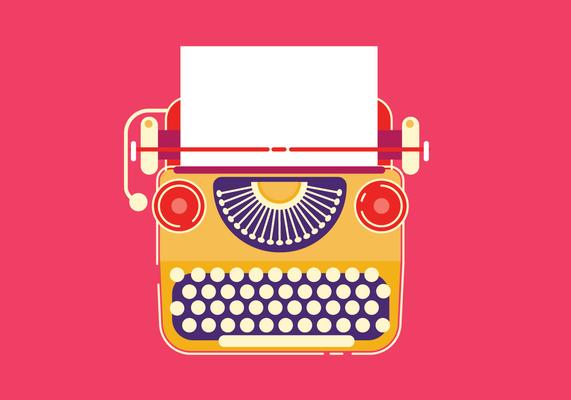 Flat Style Modern Vintage Stylish Typewriter