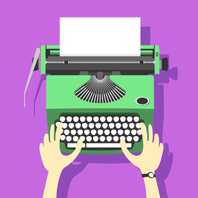 Green Typewriter Vector