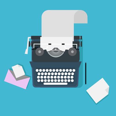 Man Hands Typing An Article On A Vintage Typewriter