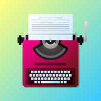 Manual Vintage Stylish Typewriter With Paper List Illustration vector