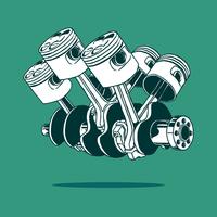 Piston Car Engine Drawing Vector