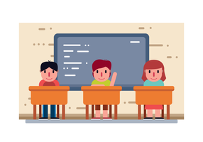 Classroom With Kids Vector