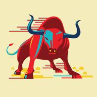 Angry Bull Flat Style vector