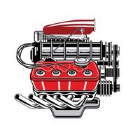 Detailed Drawing Turbo Engine Side View vector