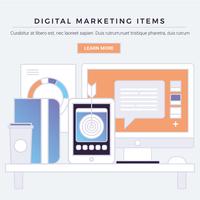 Artículos de marketing digital de vectores