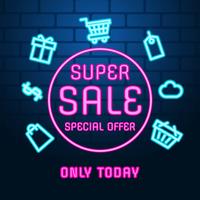 Neon Sale Background Vector