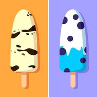 Chocovanilla And Blueberry Summer Popsicles Vector