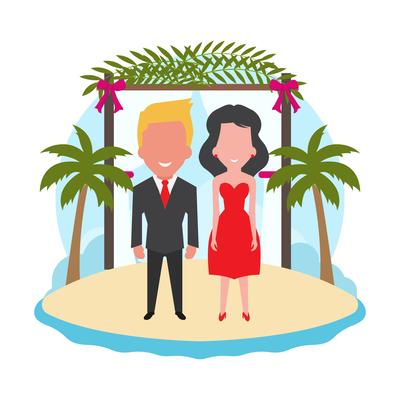 Beach Wedding Vector Illustration