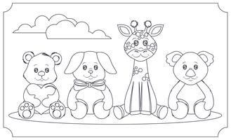 Vector Coloring Book Cute Animals