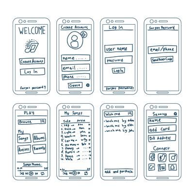 Music Apps Wireframe Elements