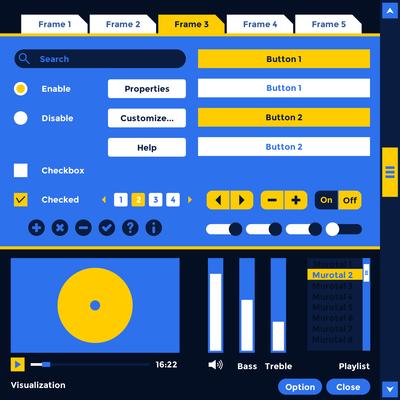 Media Player Wireframe UI Kit Elements  Vector 