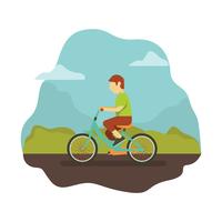 Riding a bike on the park vector
