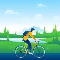 Riding A Bike Trough The Countryside vector