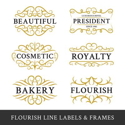 Set of flourish calligraphy frames design for business and produ