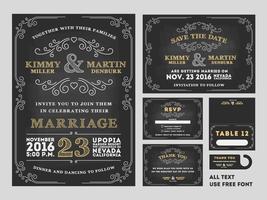 Vintage Chalkboard Wedding Invitations design sets vector