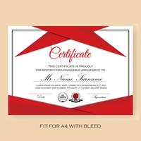 Modern Verified Certificate Background Template with Red Color S vector