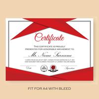 Modern Verified Certificate Background Template with Red Color S vector