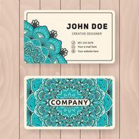 Creative useful business name card design. Vintage colored Manda
