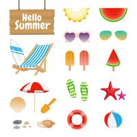 Set of Realistic Summer Design Objects and Elements vector