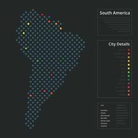 Mapa moderno de América del Sur en estilo Dots