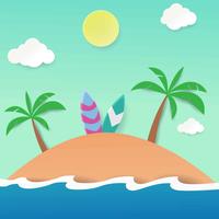 Ilustración de Vector de playa Papercraft