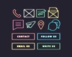 Vector Neon Contact Icons