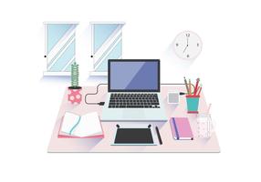 Isometric Workspace Minimalist Vector