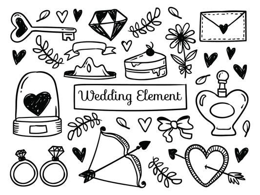 Hand Drawn Wedding elements