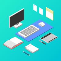 Isometric Illustrator Workspace Vector