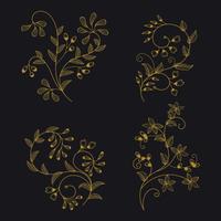 Colección minimalista de ornamento floral de estructura metálica para elementos de diseño vector