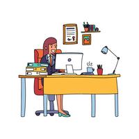 Girl Boss en su escritorio vector