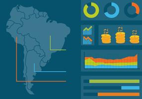 Mapa moderno de América del Sur con estadística vector