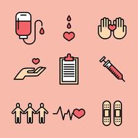 Outlined Donating Blood Icons vector