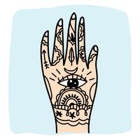 Mano con algunos tattos indios vector