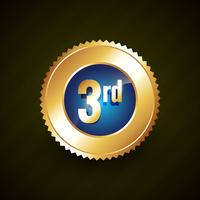 third number vector golden badge design