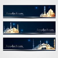 stylish set of ramadan banners vector