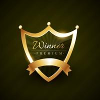 winner label badge design with ribbon vector