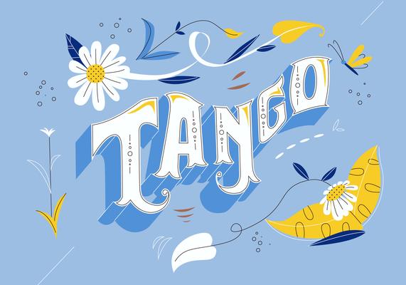 Argentina Tango Typography Fileteado Vector Flat