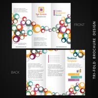 colorful tri-fold brochure design with flowing circles vector