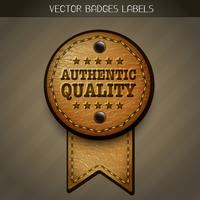 leather authentic quality label vector