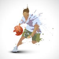 persona jugando al baloncesto vector