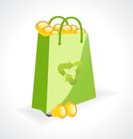 green bag with ecology symbol vector