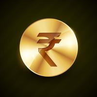 indian ruppe gold coin with shiny effects vector