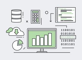 Data Mining Flat Line Illustration  vector