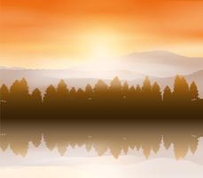 Forest landscape background vector