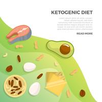 Paquete inicial plano de la dieta cetogénica con la ilustración del vector del fondo del gradiente