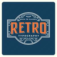 Tipografía retro plana con ilustración de Vector de fondo Vintage