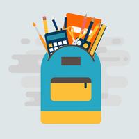 Backpack With School Supplies Vector Illustration